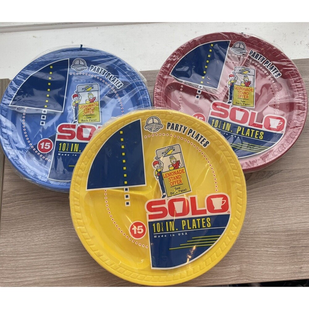 Solo Party Plates 3 Compartments Sealed 10 1/4 Inch 15 Plates Set Of 3